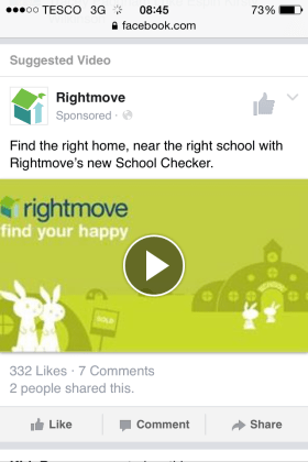 Image of Rightmove's advert for its new School Checker